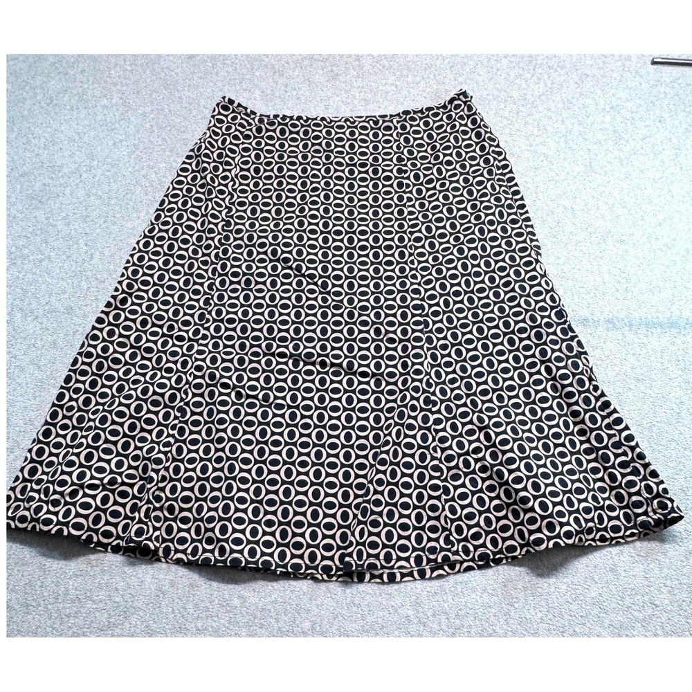 Gap A-Line Skirt Womens 10 Black Tan Geometric Circle Print Knee Length Retro